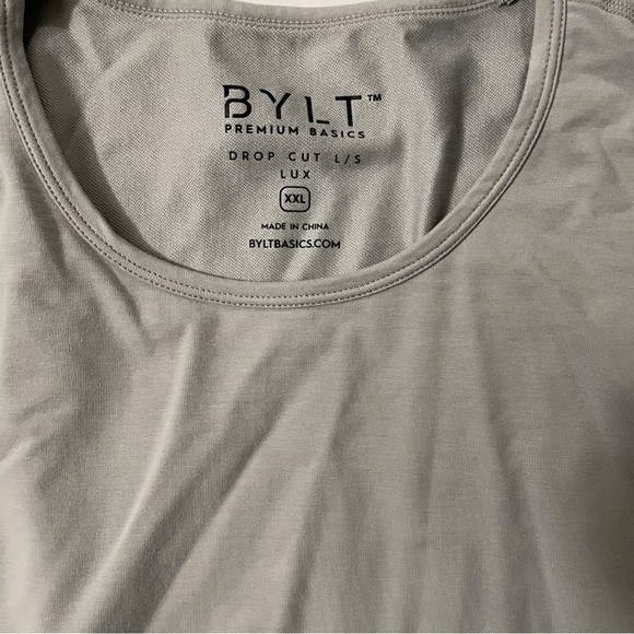 BYLT Premium Basics Men’s 2XL Long Sleeve Drop-Cut Gray T-Shirt - Picture 2 of 6